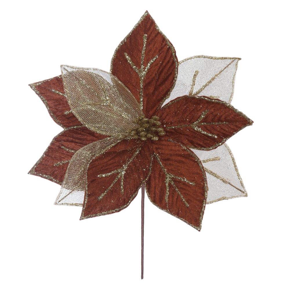 H.BICO DE PAPAGAIO NATAL AVELUDADO (MARROM GLITTER DOURADO) 19cm 26d 10P