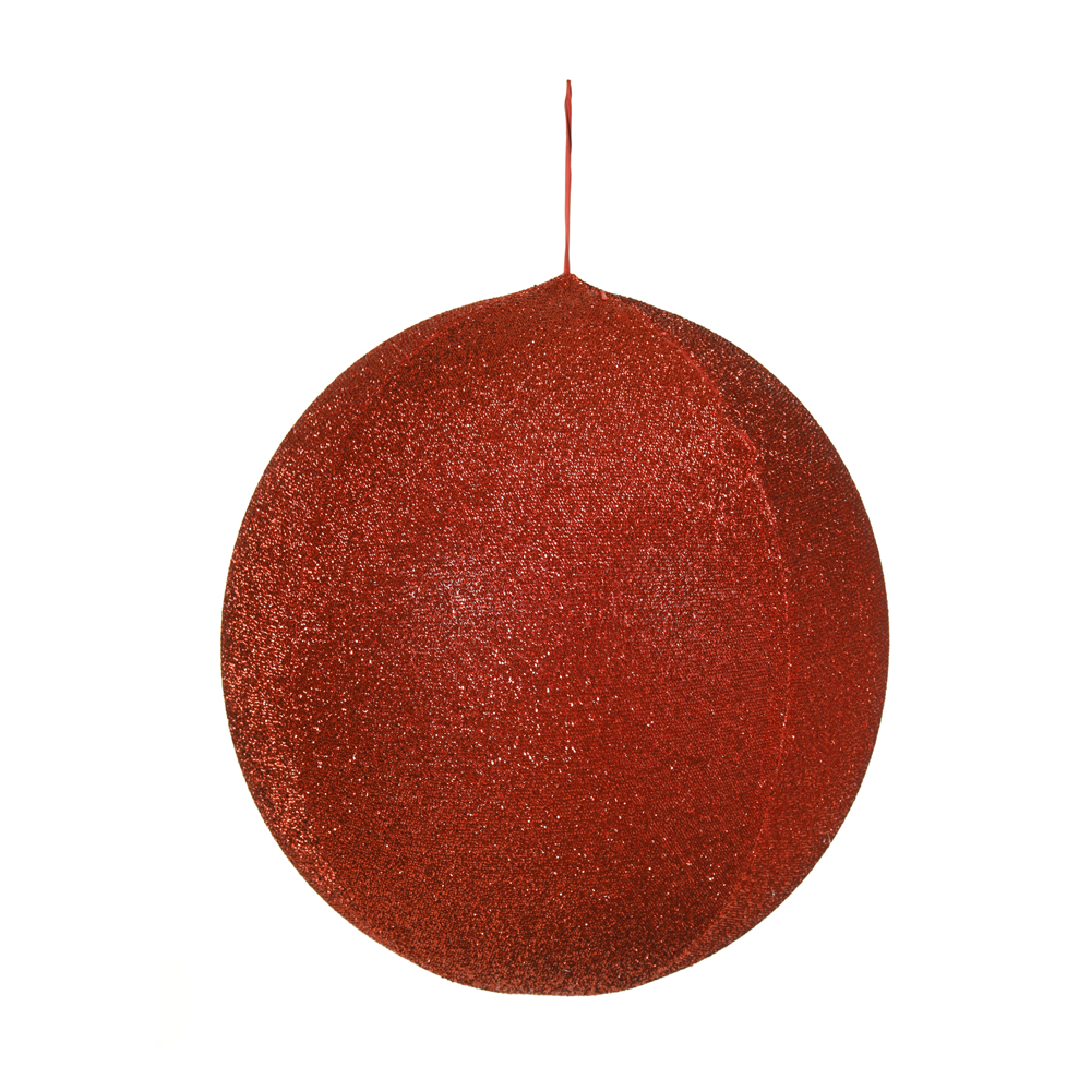 NATAL  BOLA INFLAVEL TECIDO GLITTER 40cm (VERMELHO)