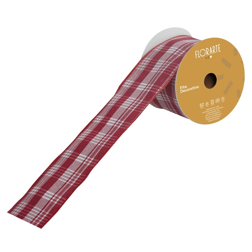 FITA ARAMADA XADREZ C/COSTURA (VERMELHO BRANCO) 6,3cmX9,14m