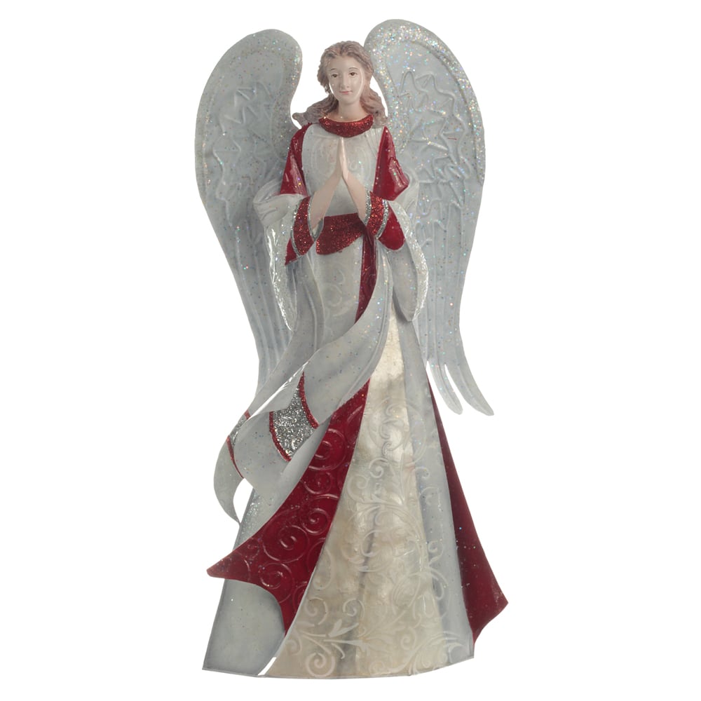 NATAL  ANJO DECORATIVO REZANDO 34,25X9X17,75cm (VERMELHO PRATA)
