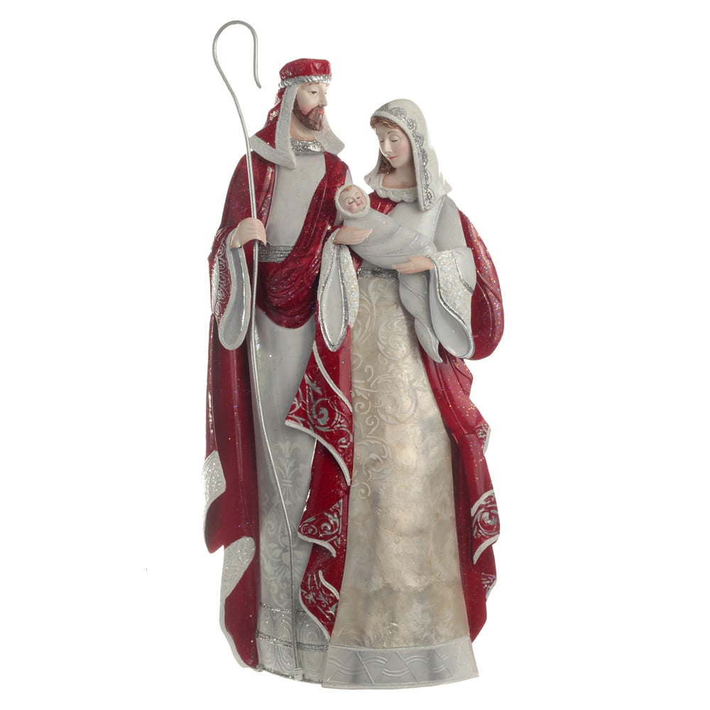 NATAL  SAGRADA FAMILIA DECORATIVA 49,5X10,75X24cm (VERMELHO PRATA)