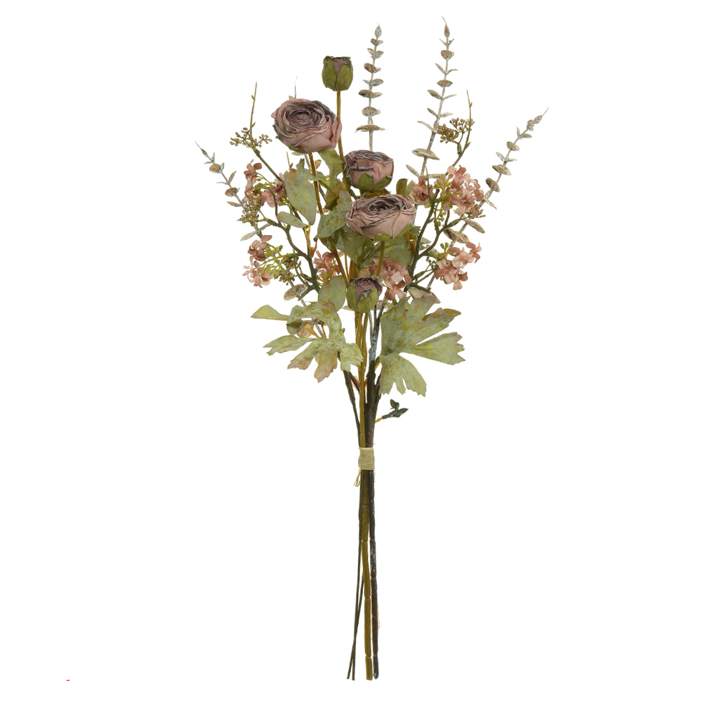 B.RANUNCULO RAMALHETE C/FITA (MAUVE OUTONO) 58cm