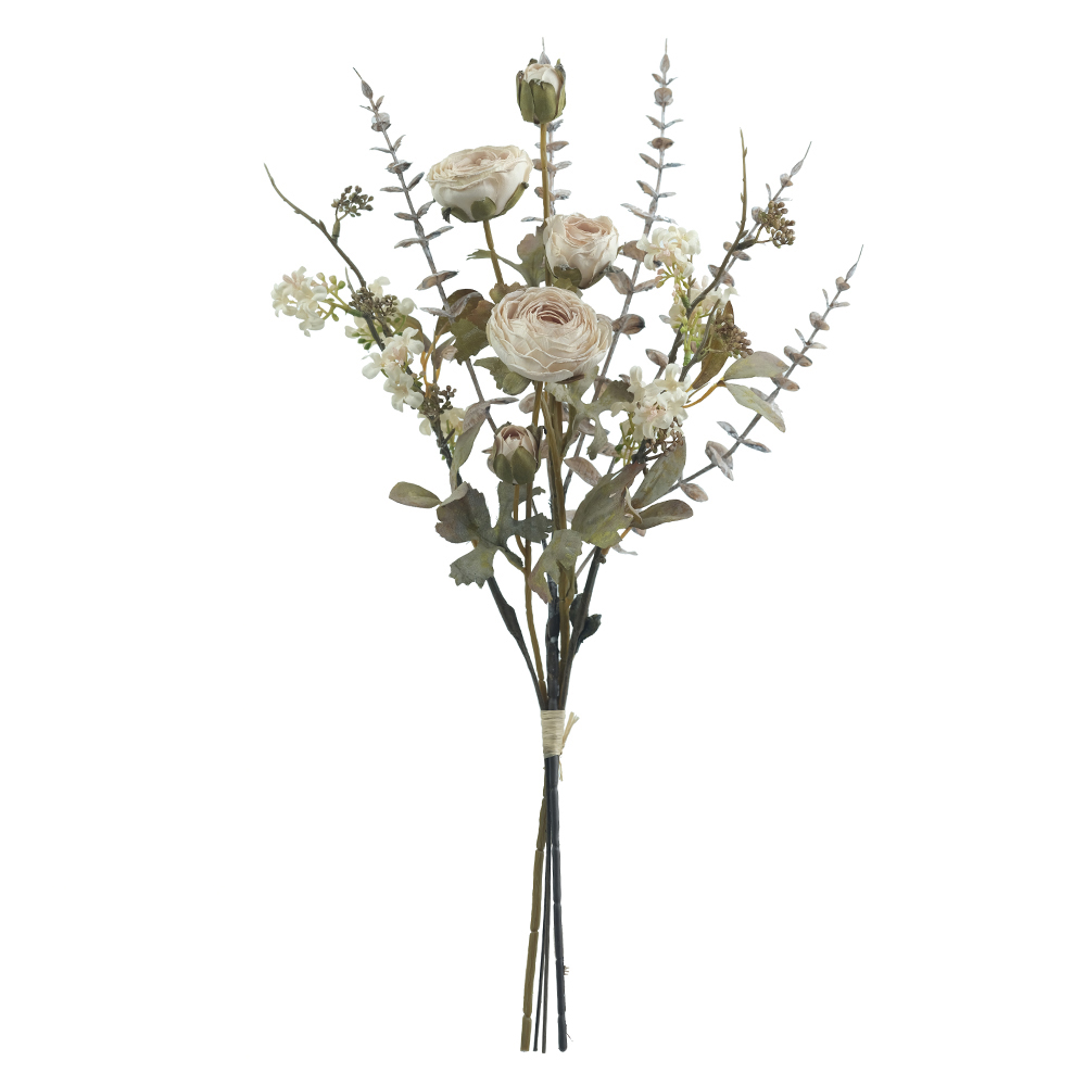 B.RANUNCULO RAMALHETE C/FITA (CREME OUTONO) 58cm