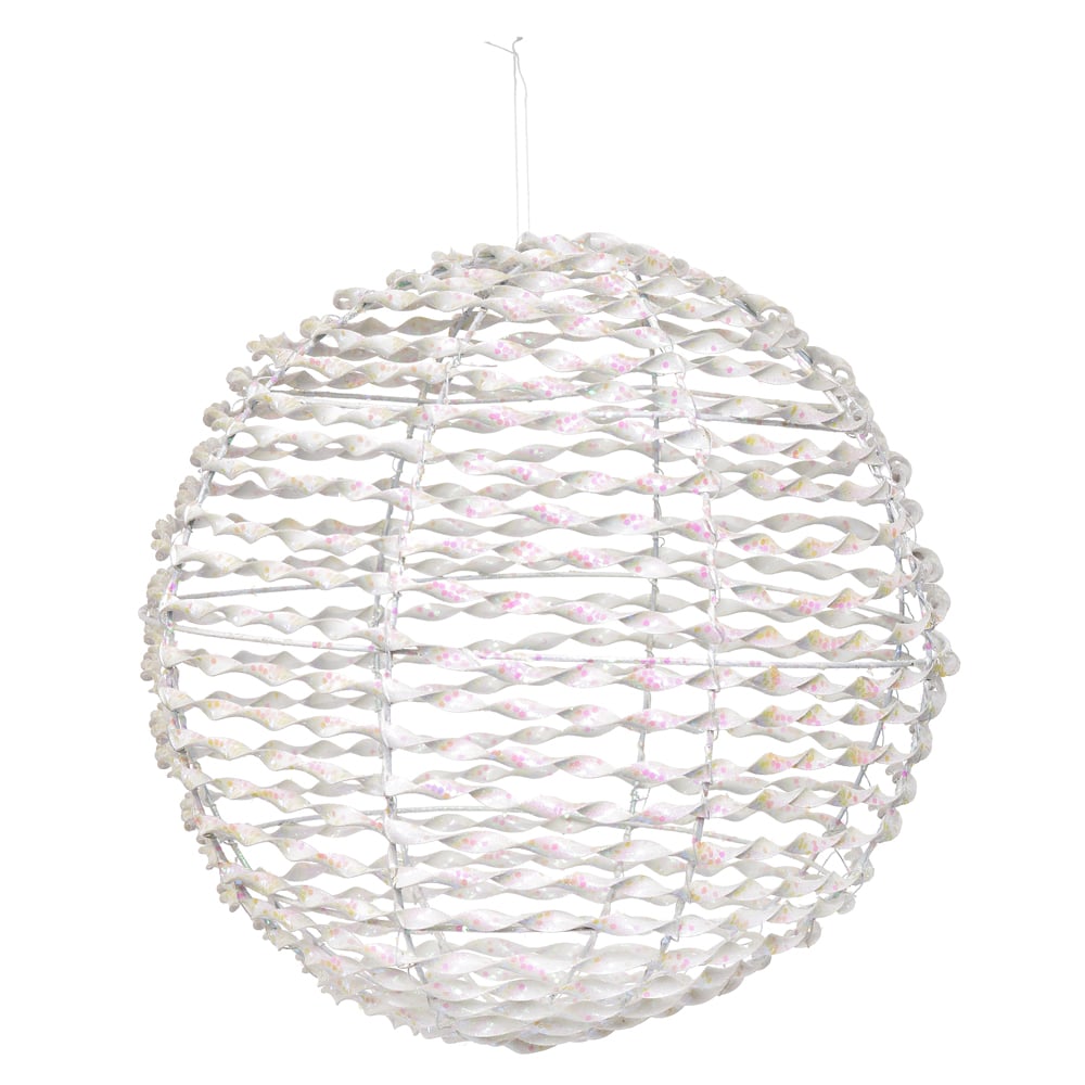 BOLA DECORADA NATAL ARAMADA (BRANCO) 30cm