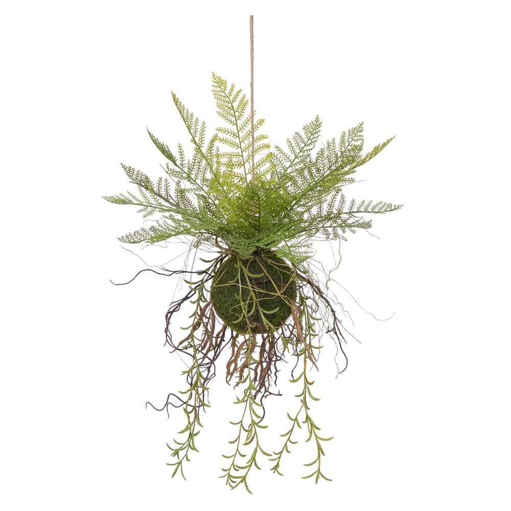 F.KOKEDAMA SAMAMBAIA PENDURAR C/PRINT PLASTICO X24 (VERDE) 76cm