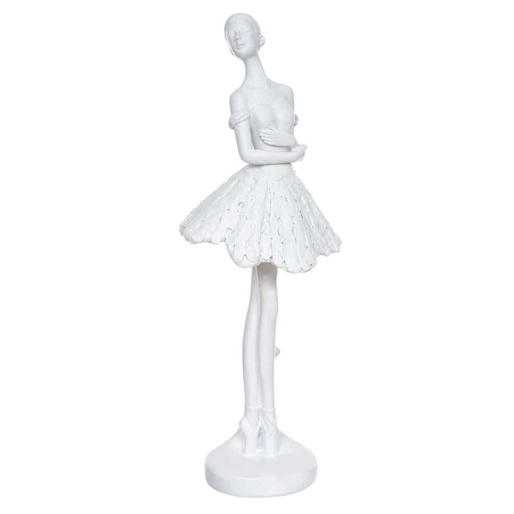 ESCULTURA DECOR POLIRESINA BAILARINA (BRANCO) 27X9,5X8,5cm