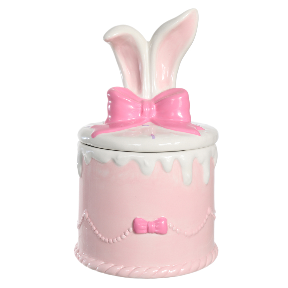 POTE DECORATIVO ORELHA C/TAMPA (ROSA) 25,1cm