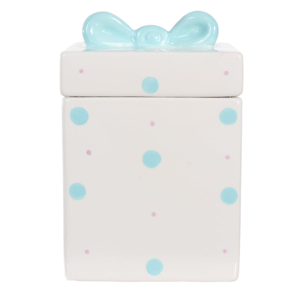 POTE DECORATIVO QUADRADO C/TAMPA (AZUL) 17,5X12X12cm