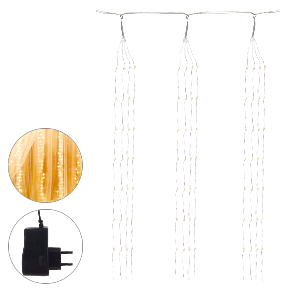 CORTINA 1600LED FIO DE FADA STROBO BIVOLT (BRANCO QUENTE) 3X2m