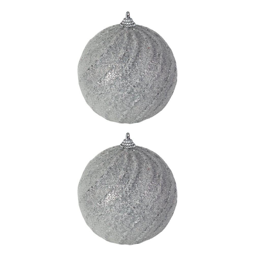 BOLA DECORADA NATAL C/2 UND PVC (PRATA) 10cm