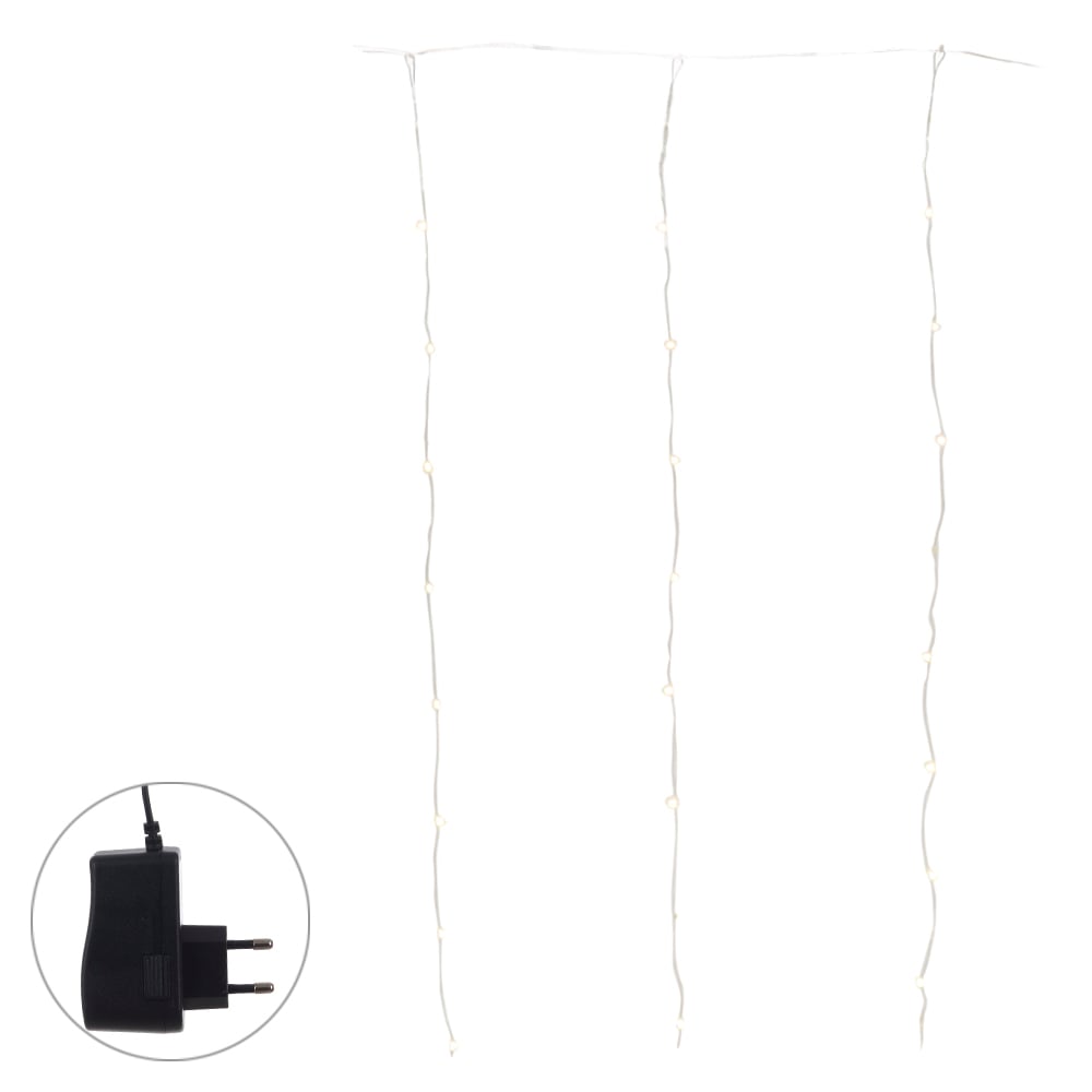 CORTINA 300 LED FIO DE FADA BIVOLT C/8 FUNC (BRANCO QUENTE) 3X3m