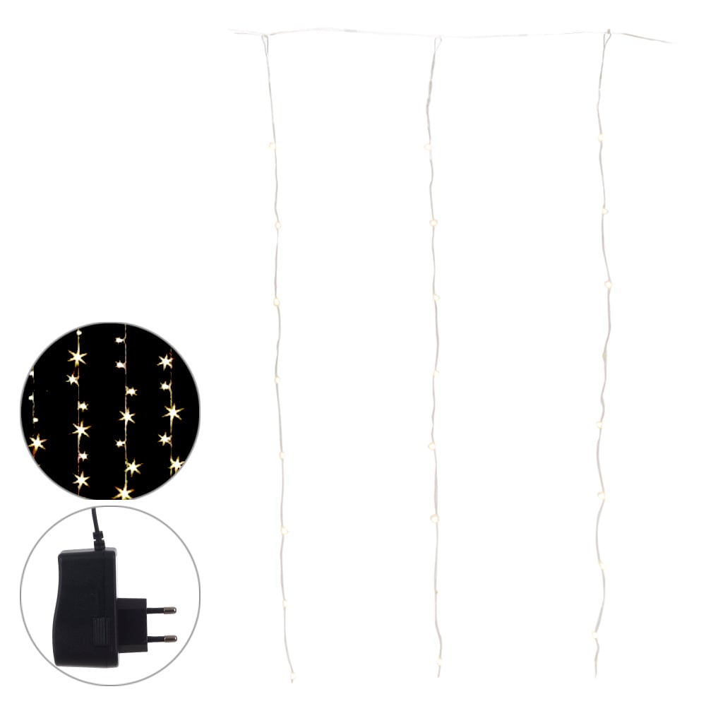 CORTINA 480 LED FIO DE FADA STROBO BIVOLT (BRANCO QUENTE) 3X3m