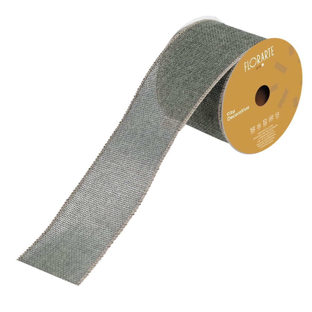 FITA ARAMADA JUTA C/COSTURA (VERDE BEGE) 6,3cmX9,14m