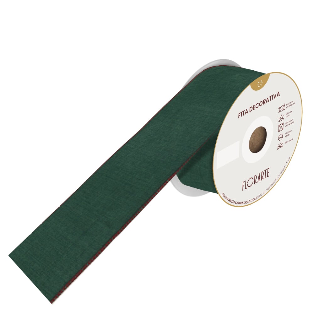 FITA ARAMADA LINHO C/COSTURA (VERDE VERMELHO) 6,3cmX9,14m