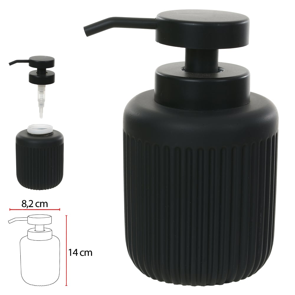 PORTA SABONETE CIMENTO 120ml 14X8,2X8,2cm CANELADO (PRETO)