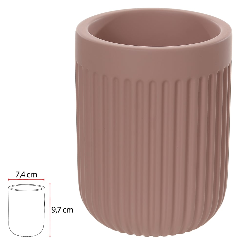 COPO EM CIMENTO 9,7X7,4X7,4cm CANELADO (ROSA)