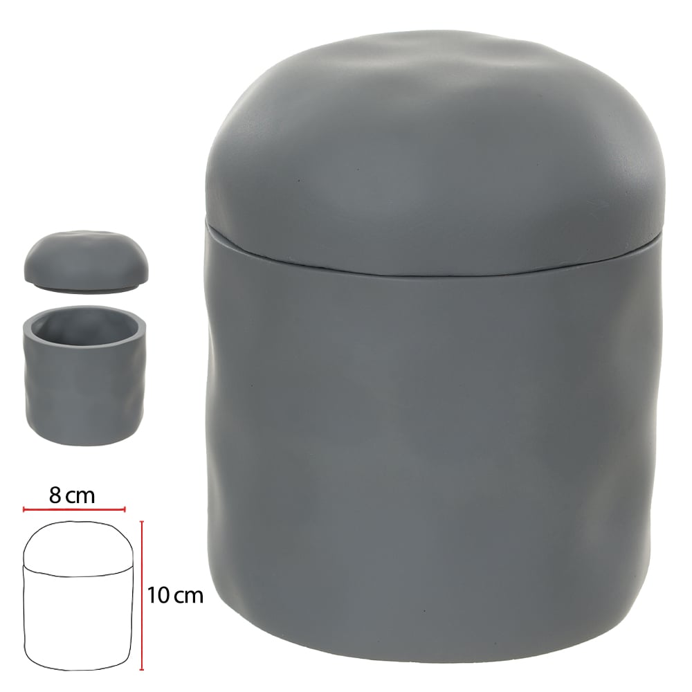 POTE COM TAMPA CIMENTO 10X8X8cm ORGANICO (CINZA ESCURO)