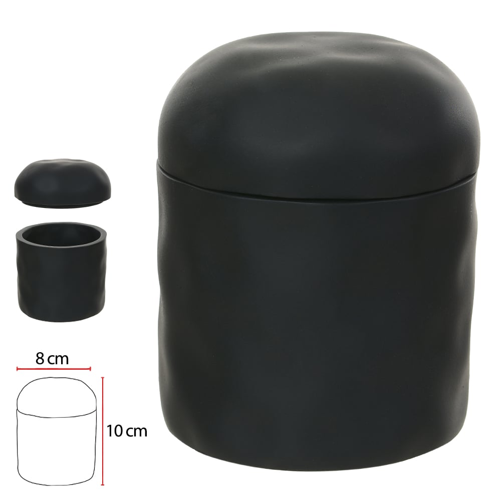 POTE COM TAMPA CIMENTO 10X8X8cm ORGANICO (PRETO)