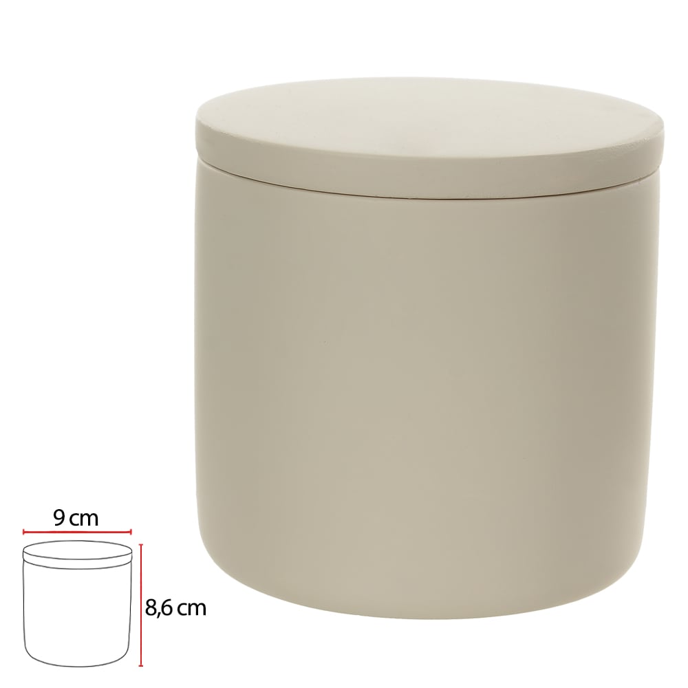 POTE COM TAMPA CIMENTO 8,6X9X9cm (BEGE)