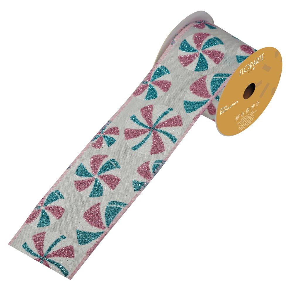 FITA ARAMADA LINHO C/ GLITTER C/COSTURA (COLORIDO) 6,3cmX9,14m