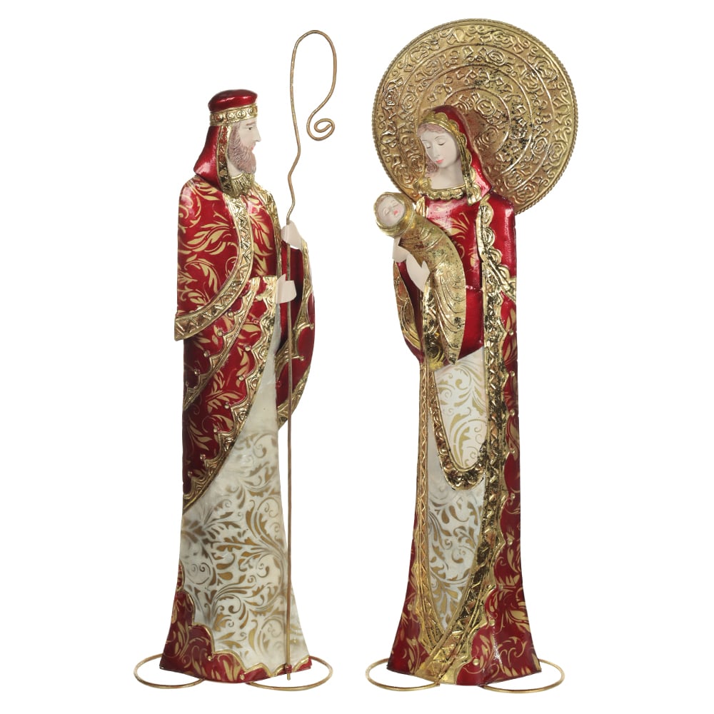 SAGRADA FAMILIA  DECORATIVA C/2 FIGURAS 54,5X7,5X15,7cm (VERMELHO DOURADO)