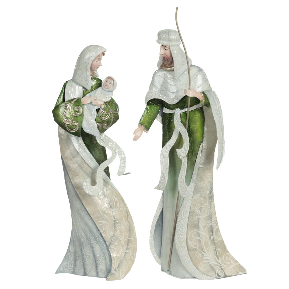 SAGRADA FAMILIA  DECORATIVA C/2 FIGURAS 44,5X7,5X17,75cm (VERDE PRATA)