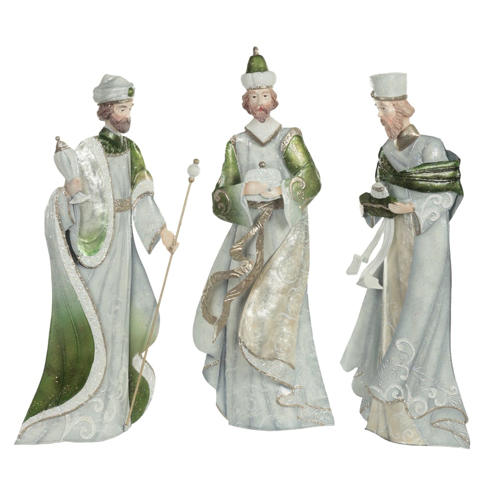REIS MAGOS  DECORATIVOS C/3 45,75X7X17,75cm (VERDE PRATA)