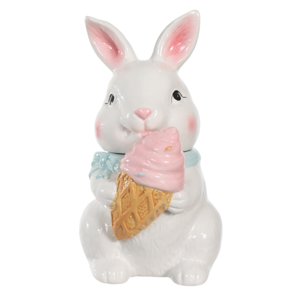 ESCULTURA DECORATIVA COELHO CANDY (BRANCO) 16,5cm
