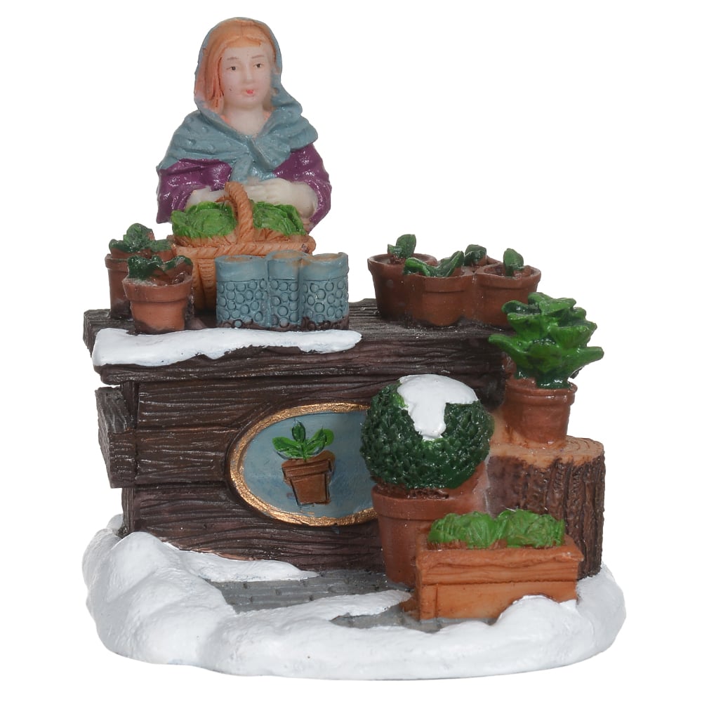 FIGURA NATAL VENDEDORA PLANTAS (COLORIDO) 6,5X7X6,5CM