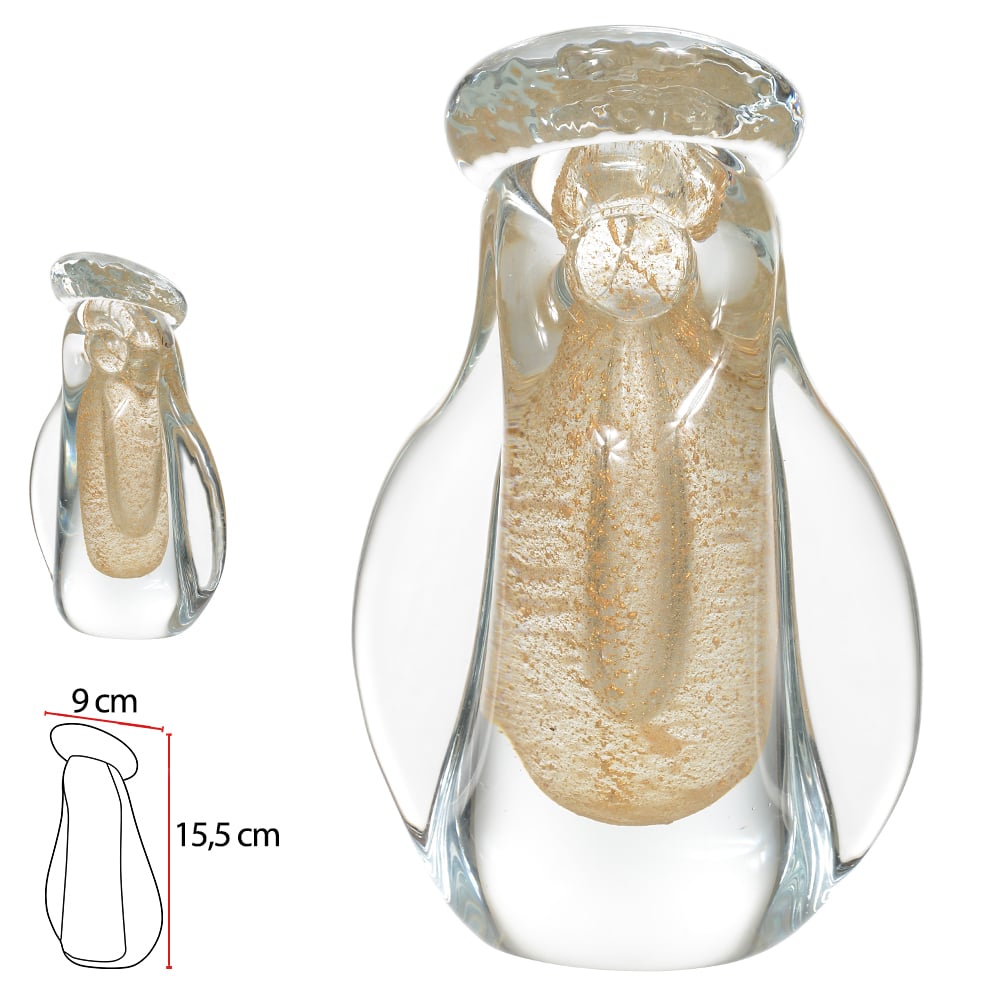 SANTA VIDRO TIPO MURANO (TRANSPARENTE DOURADO) 15,5cm 9d