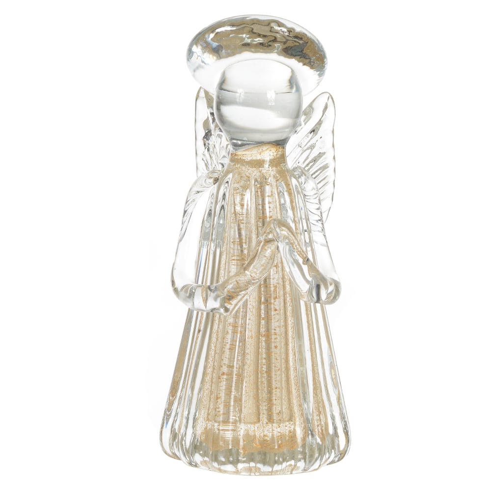 ANJO VIDRO TIPO MURANO (TRANSPARENTE DOURADO) 15cm 7d