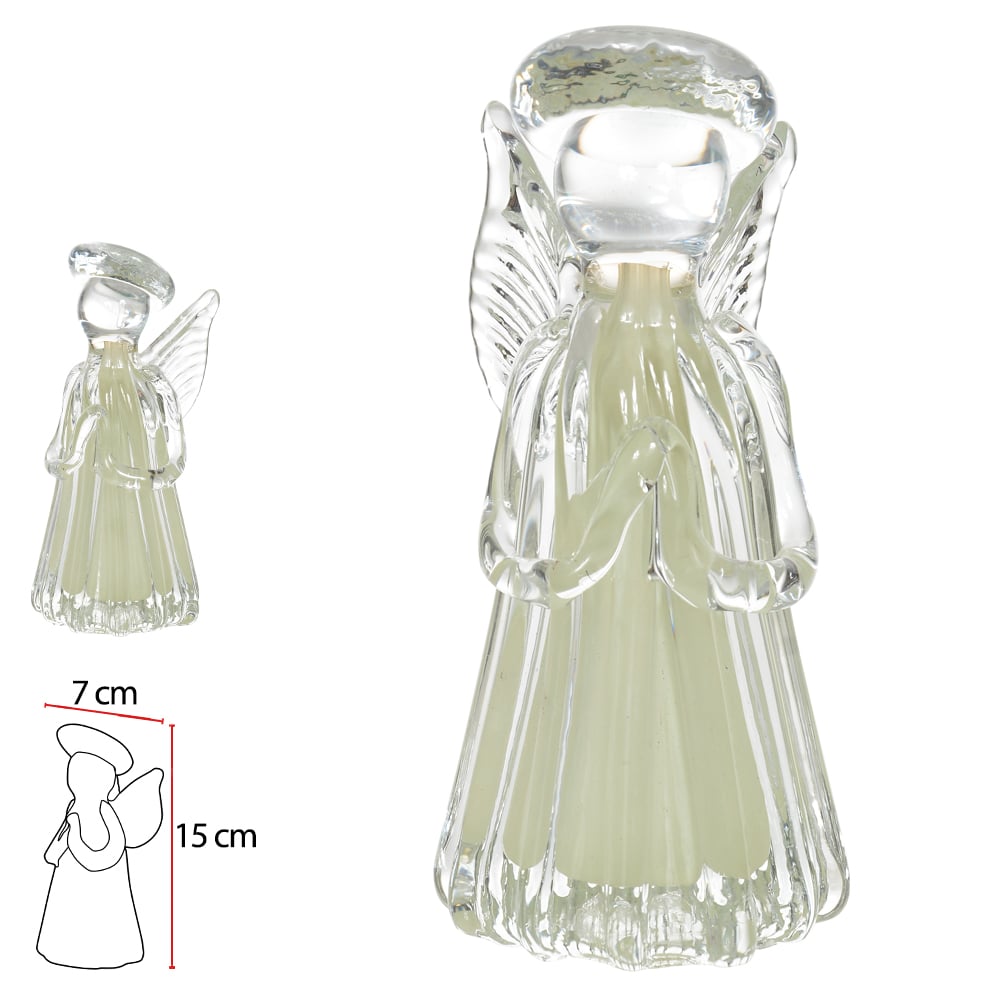 ANJO VIDRO TIPO MURANO (VERDE) 15cm 7d