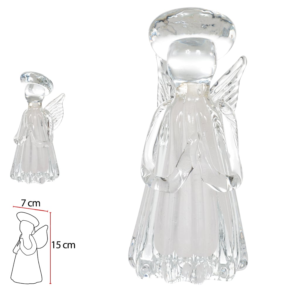ANJO VIDRO TIPO MURANO (ROSA) 15cm 7d