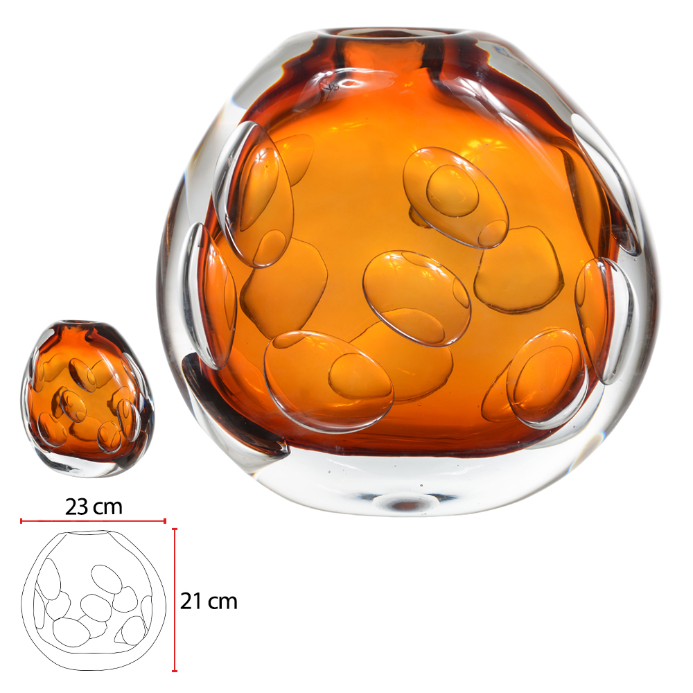 VASO DECORATIVO VIDRO TIPO MURANO (AMBAR) 21X23X9cm