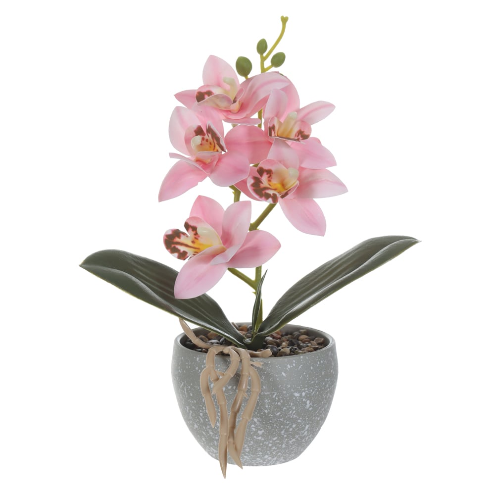 H.ORQUIDEA DENDROBIUM REAL TOQUE C/POTE X5 (ROSA) 23cm