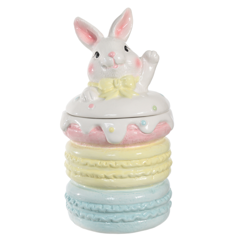 POTE DECORATIVO COELHO MACARON CANDY (AMARELO) 22cm