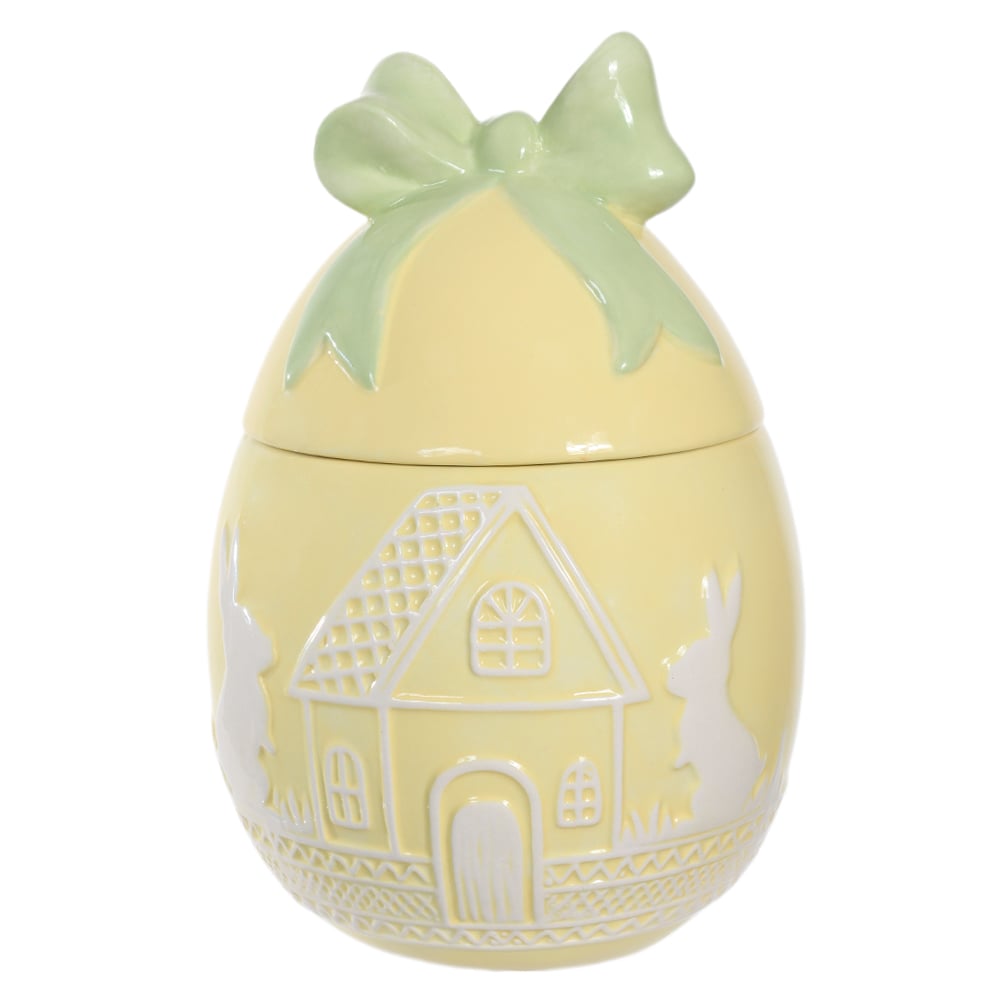 POTE DECORATIVO C/TAMPA (AMARELO) 20cm