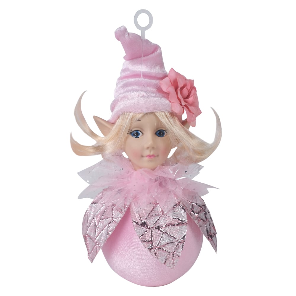 BOLA FADA. NATAL PENDURAR (ROSA) 12,5cm