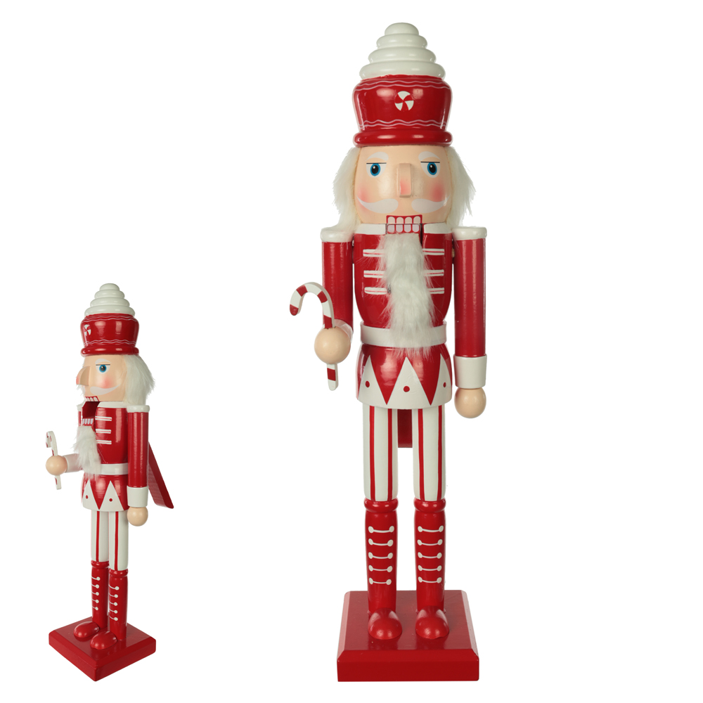 DECORACAO  NATAL QUEBRA NOZES MADEIRA 38cm (VERMELHO BRANCO)