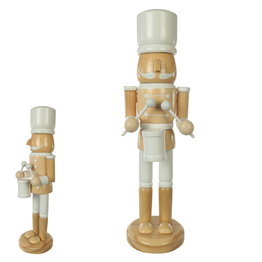 DECORACAO  NATAL QUEBRA NOZES MADEIRA 25cm (BEGE BRANCO)