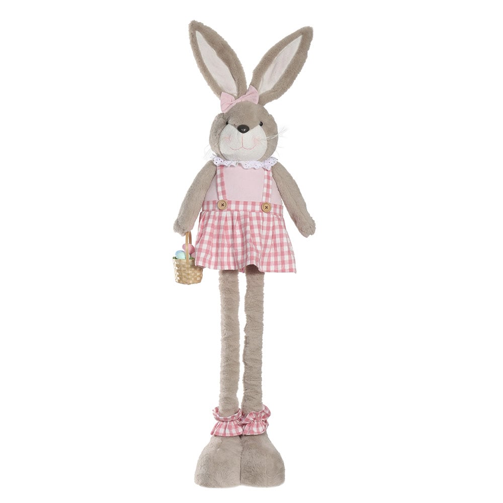BONECA COELHA TECIDO RETRATIL (ROSA) 1,05m