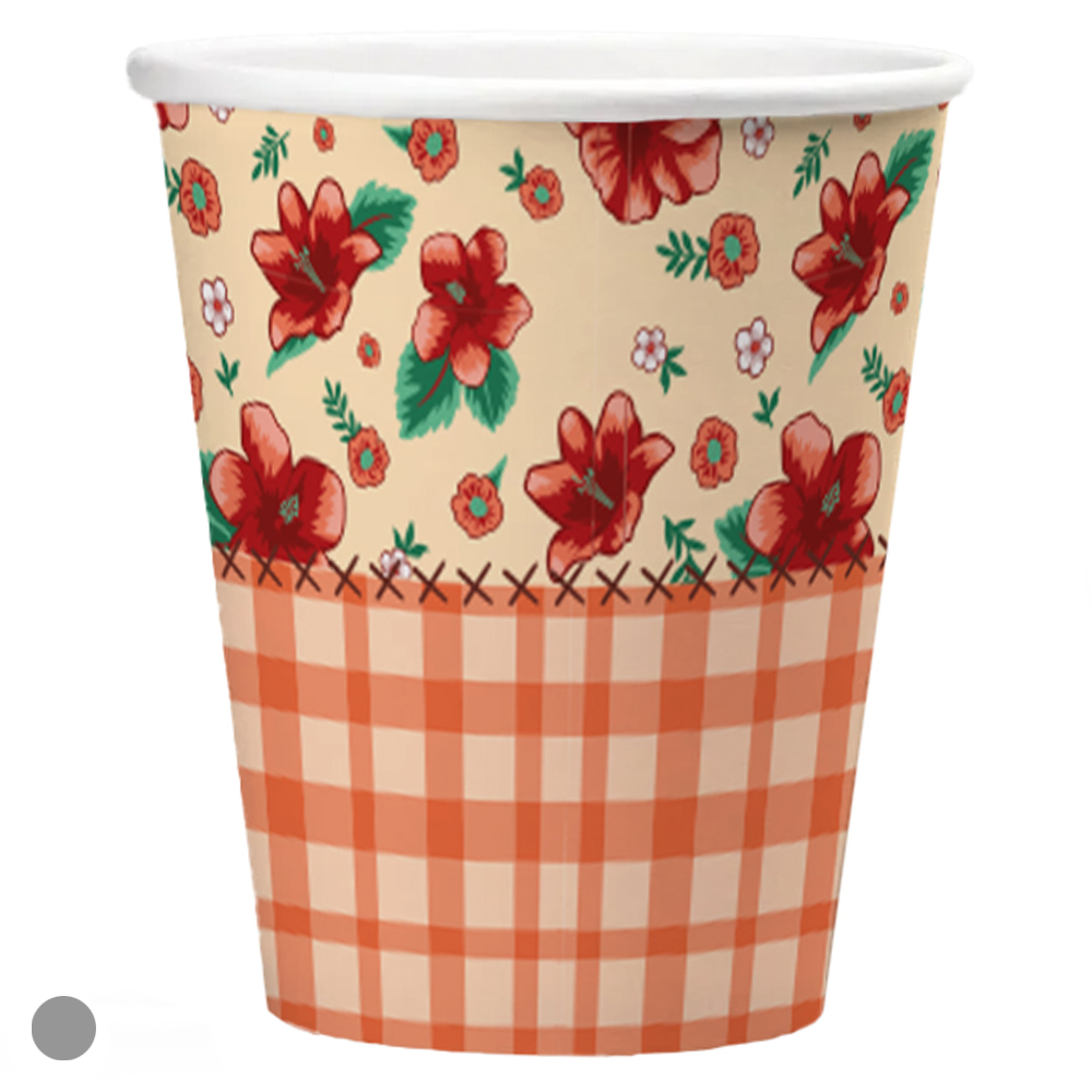 COPO PAPEL. RETALHOS C/10 UNID  200ML (VERMELHO) 7cm