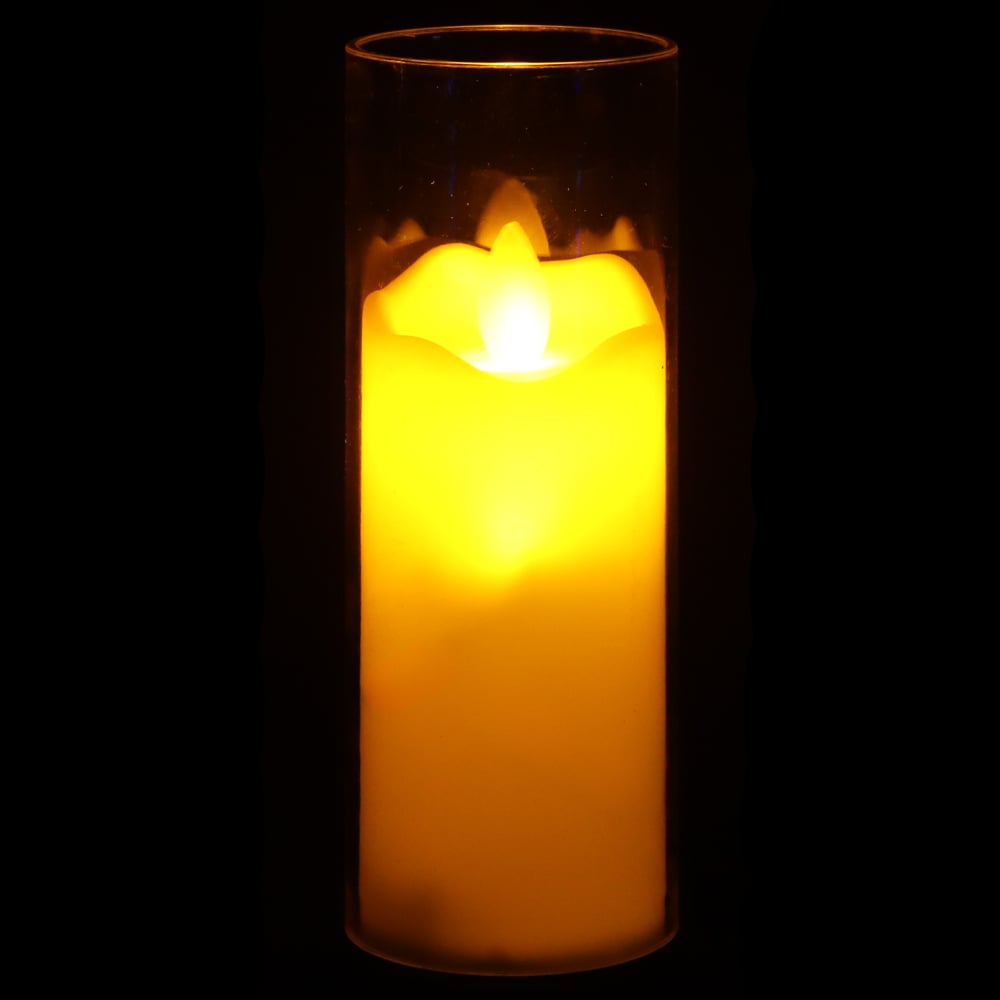 VELA LED CHAMA DANCANTE PLT A PILHA (BEGE) 15X5cm