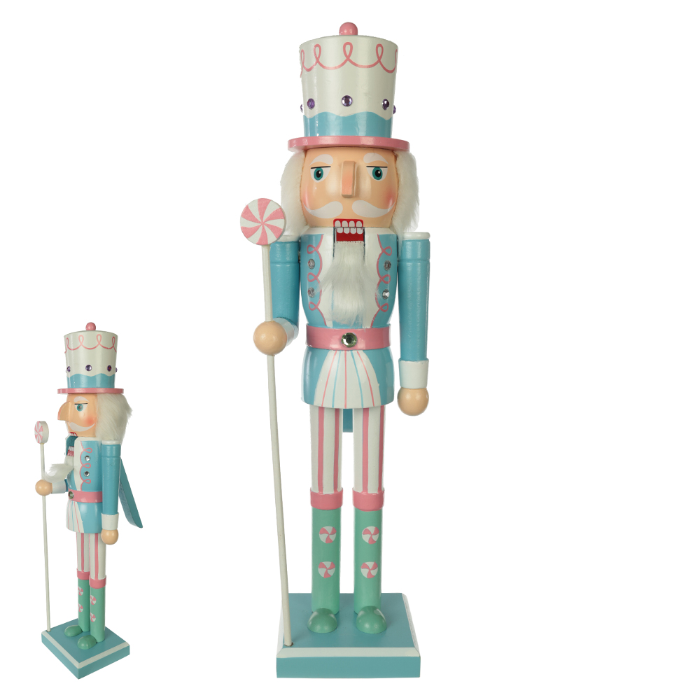 DECORACAO  NATAL QUEBRA NOZES MADEIRA 38cm (AZUL BRANCO)