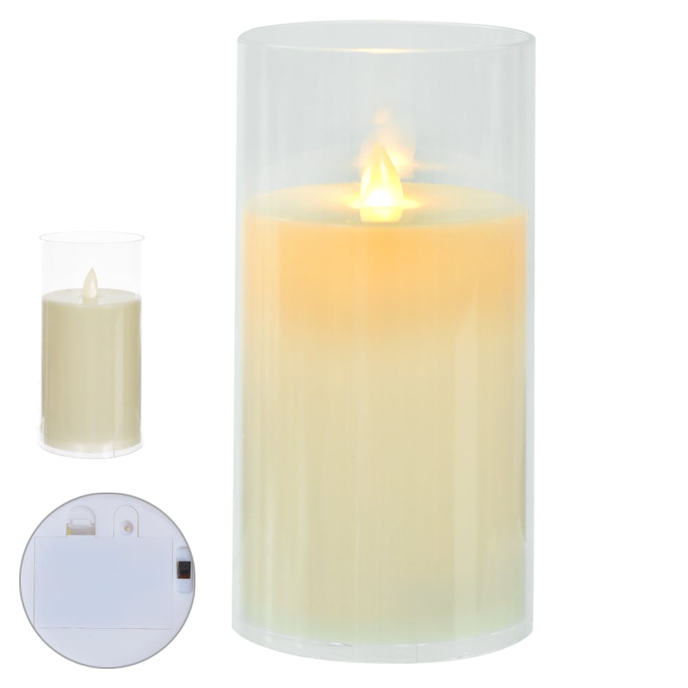 VELA LED CHAMA DANCANTE PLT A PILHA (BEGE) 15X7,5cm