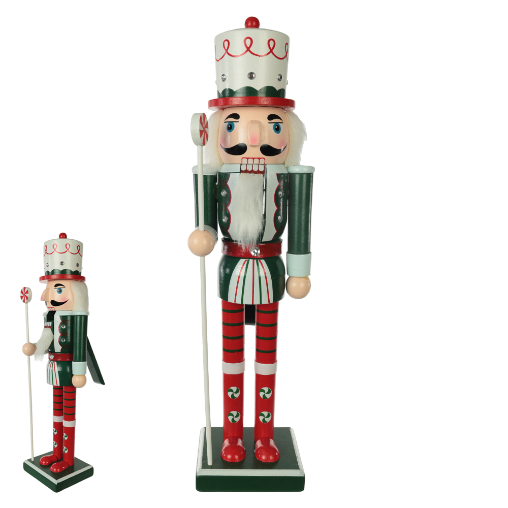 DECORACAO  NATAL QUEBRA NOZES MADEIRA 38cm (VERDE VERMELHO)