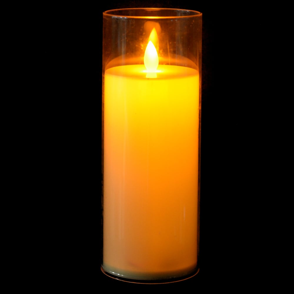 VELA LED CHAMA DANCANTE PLT A PILHA (BEGE) 20X7,5cm