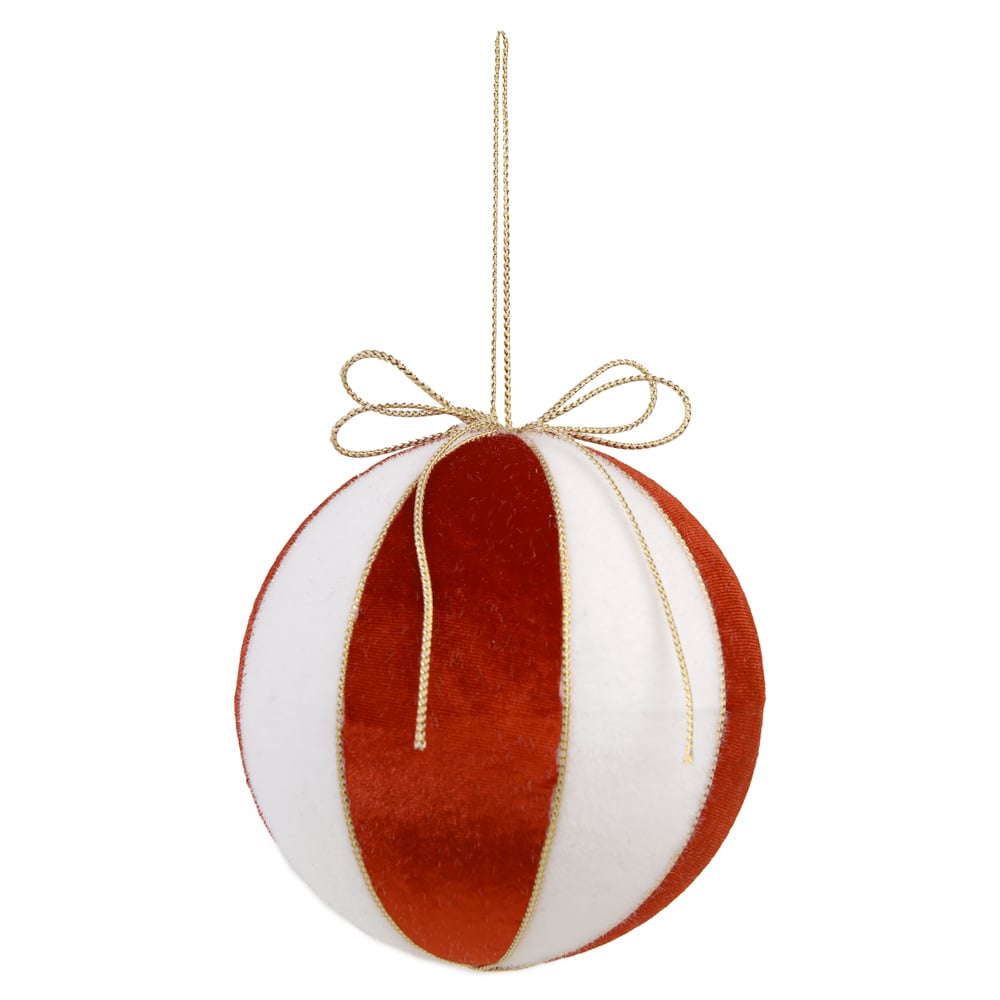 BOLA DECORADA NATAL (VERMELHO BRANCO) 10cm