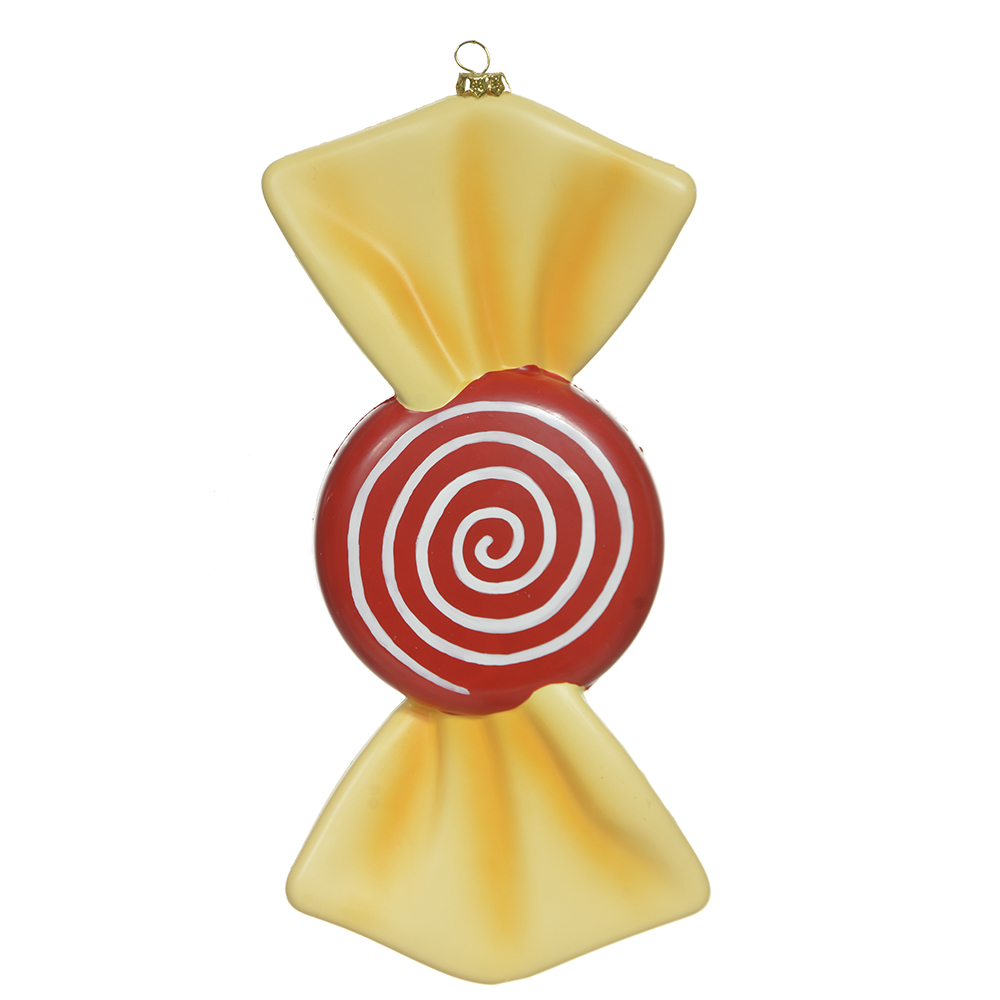 ENFEITE NATAL BOMBOM (AMARELO VERMELHO) 27,5X13,5X4cm