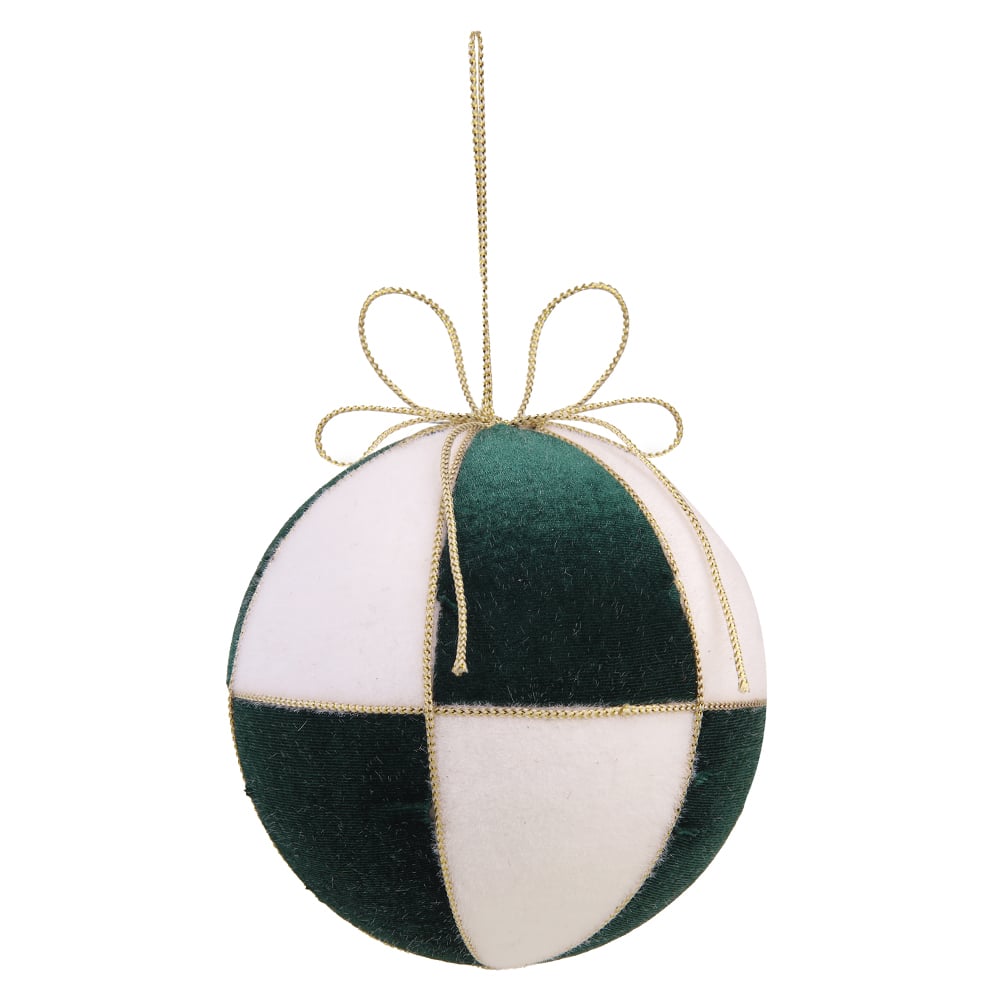 BOLA DECORADA NATAL (VERDE BRANCO) 10cm